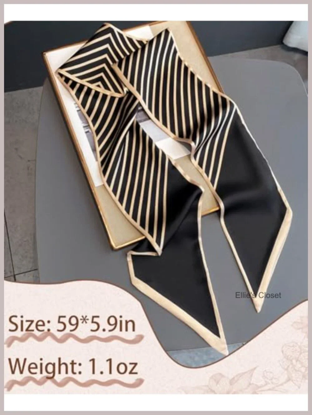 Silky Satin Fashion Scarf for Women - Double-Sided Print, Lightweight Hair/Bag
